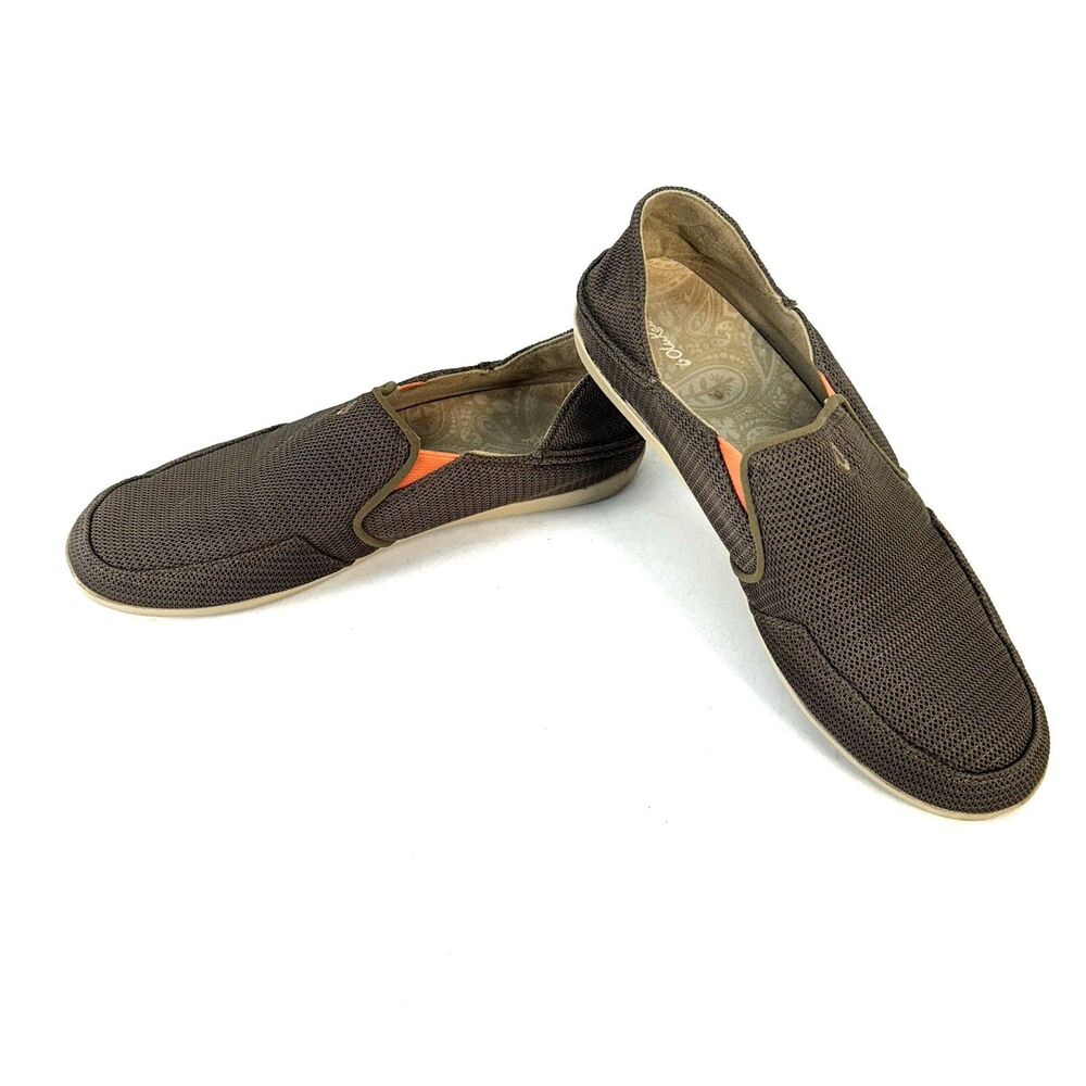 OluKai Waialua Mesh Brown Slip On Shoes Mustang Melon Loafers Womens Size 8